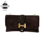 Bolso de Piel Serraje Italiano con Diseño Dorado H y Asa Extraíble para Mujer - Imagen 7