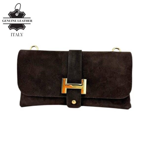 Bolso de Piel Serraje Italiano con Diseño Dorado H y Asa Extraíble para Mujer - Imagen 7