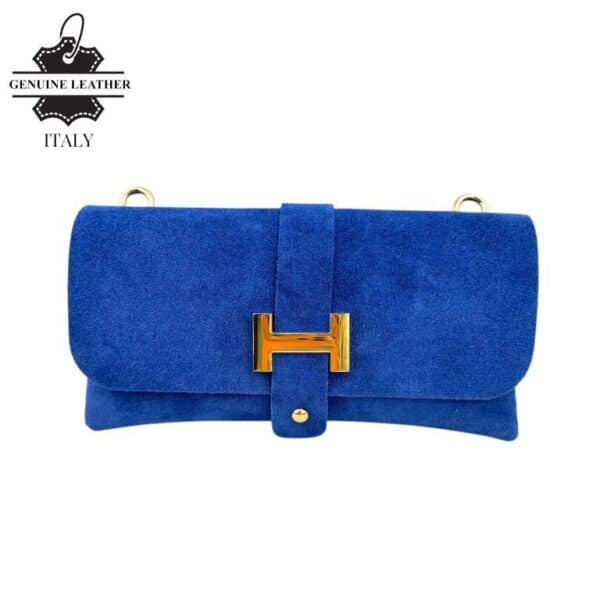 Bolso de Piel Serraje Italiano con Diseño Dorado H y Asa Extraíble para Mujer - Imagen 11