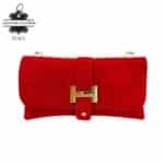 Bolso de Piel Serraje Italiano con Diseño Dorado H y Asa Extraíble para Mujer - Imagen 10