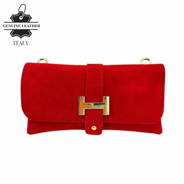 Bolso de Piel Serraje Italiano con Diseño Dorado H y Asa Extraíble para Mujer - Imagen 10