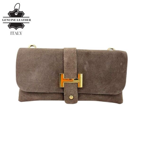 Bolso de Piel Serraje Italiano con Diseño Dorado H y Asa Extraíble para Mujer - Imagen 3