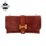 Bolso de Piel Serraje Italiano con Diseño Dorado H y Asa Extraíble para Mujer - Imagen 4