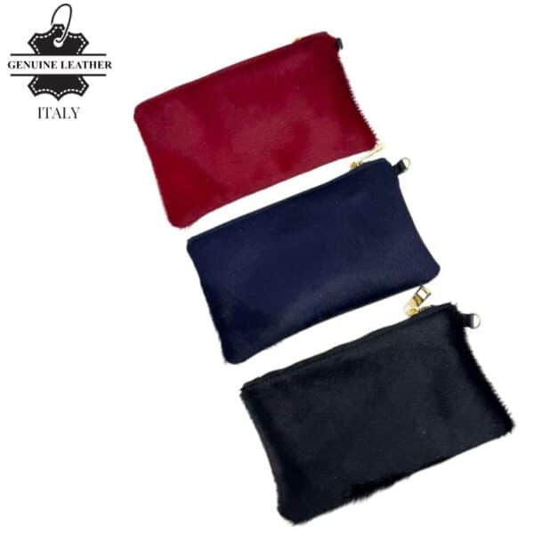 Cartera en Piel Italiana con Pelito, Diseño Animal Print, Cremallera y Asa Corta Extraíble para Mujer - Imagen 3