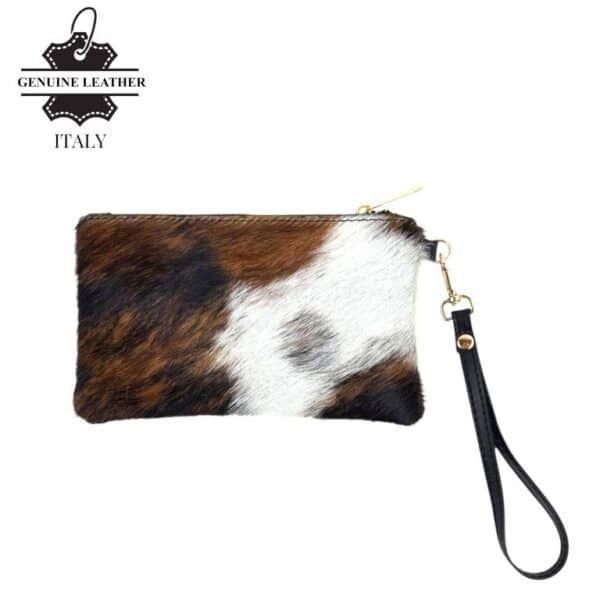 Cartera en Piel Italiana con Pelito, Diseño Animal Print, Cremallera y Asa Corta Extraíble para Mujer - Imagen 4