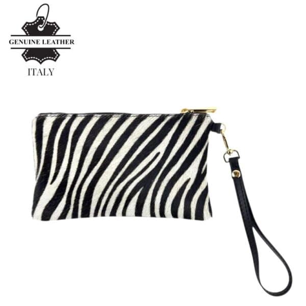 Cartera en Piel Italiana con Pelito, Diseño Animal Print, Cremallera y Asa Corta Extraíble para Mujer - Imagen 8