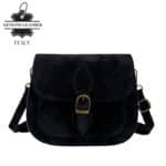 Bolso Bandolera de Serraje Italiano con Gran Calidad, Solapa y Compartimento Frontal para Mujer - Imagen 7