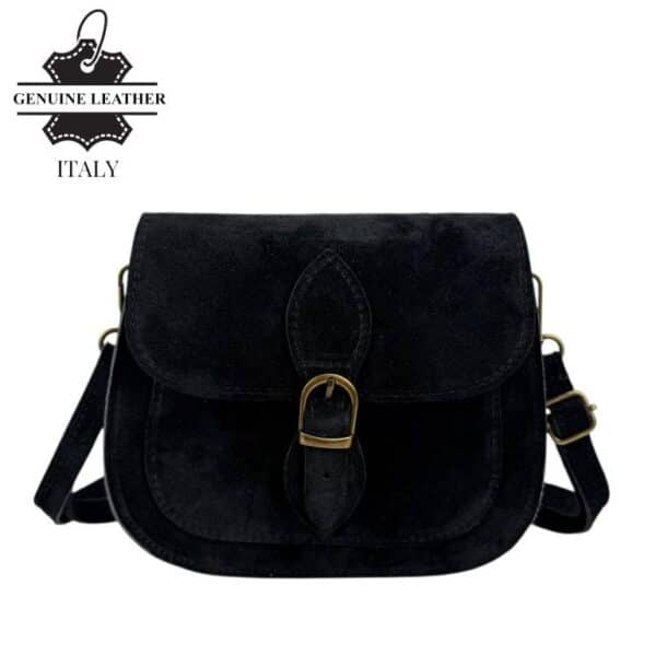 Bolso Bandolera de Serraje Italiano con Gran Calidad, Solapa y Compartimento Frontal para Mujer - Imagen 7