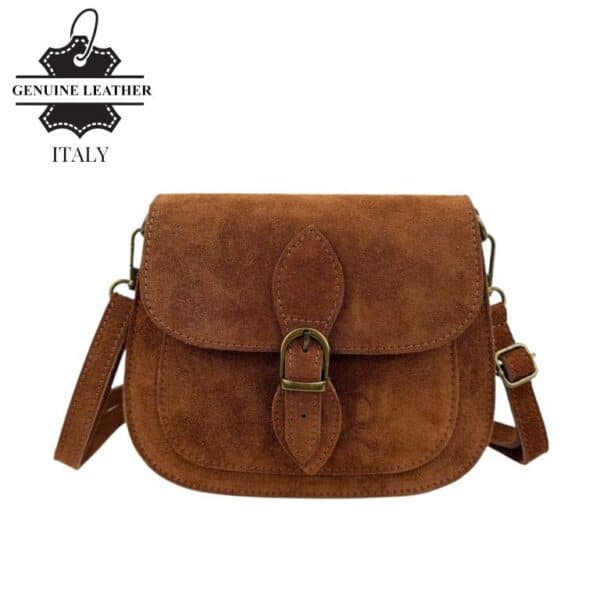 Bolso Bandolera de Serraje Italiano con Gran Calidad, Solapa y Compartimento Frontal para Mujer - Imagen 4