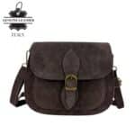 Bolso Bandolera de Serraje Italiano con Gran Calidad, Solapa y Compartimento Frontal para Mujer - Imagen 3