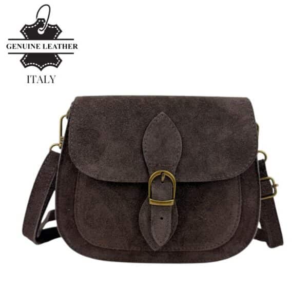 Bolso Bandolera de Serraje Italiano con Gran Calidad, Solapa y Compartimento Frontal para Mujer - Imagen 3