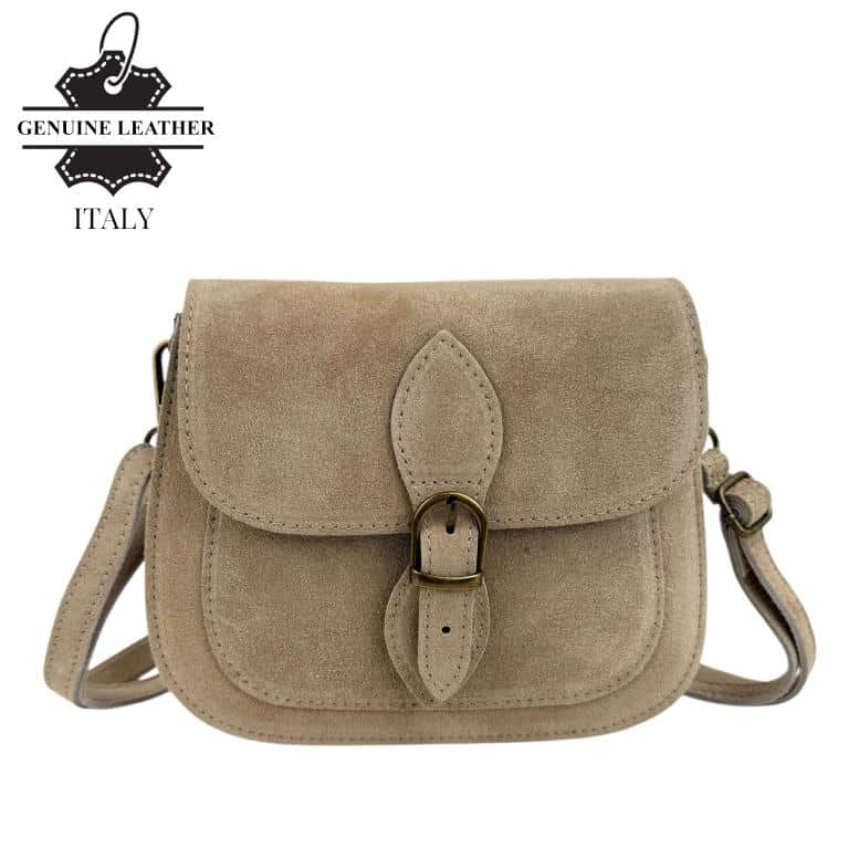 CG58042-E Bolso Bandolera de Serraje Italiano con Gran Calidad, Solapa y Compartimento Frontal para Mujer - Imagen 1