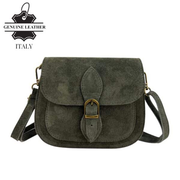 Bolso Bandolera de Serraje Italiano con Gran Calidad, Solapa y Compartimento Frontal para Mujer - Imagen 5