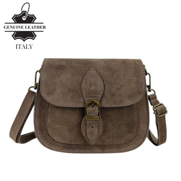 Bolso Bandolera de Serraje Italiano con Gran Calidad, Solapa y Compartimento Frontal para Mujer - Imagen 6