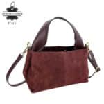 Bolso de Mano en Serraje Italiano con Gran Calidad, Asa Corta y Tira Bandolera en Piel para Mujer