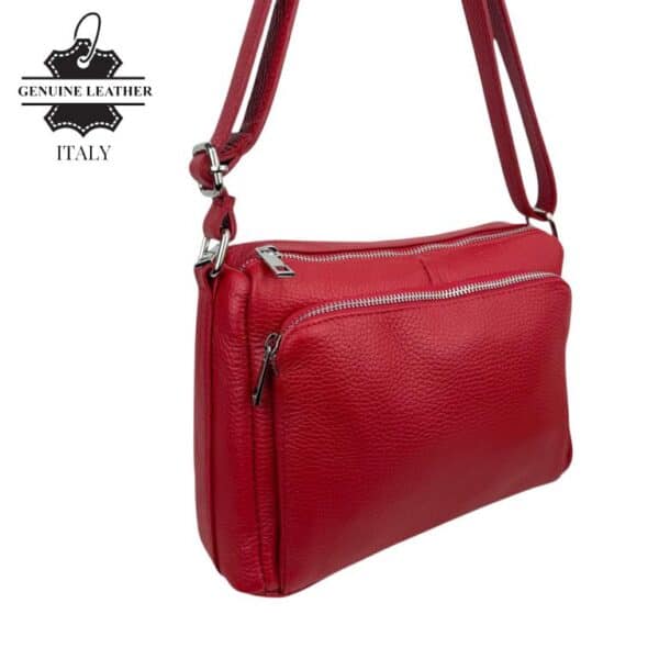 Bolso Bandolera de Piel Italiana con Gran Calidad y 4 Bolsillos con Cremallera para Mujer - Imagen 4