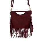 Bolsito de Mano Compacto en Piel de Serraje con Tachuelas Frontales y Flecos Decorativos Mujer - Imagen 11