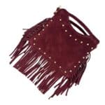 Bolsito de Mano Compacto en Piel de Serraje con Tachuelas Frontales y Flecos Decorativos Mujer - Imagen 13