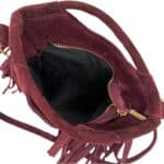 Bolsito de Mano Compacto en Piel de Serraje con Tachuelas Frontales y Flecos Decorativos Mujer - Imagen 15