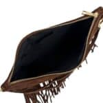 Bolso Bandolera de Serraje Italiano con Gran Calidad, Flecos Decorativos y Cremallera para Mujer - Imagen 12