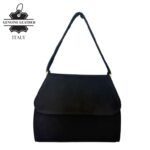 Bolso de Mano Compacto en Piel de Serraje Italiano con Solapa y Asa Corta para Mujer - Imagen 8