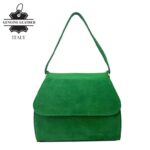 Bolso de Mano Compacto en Piel de Serraje Italiano con Solapa y Asa Corta para Mujer - Imagen 10