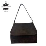 Bolso de Mano Compacto en Piel de Serraje Italiano con Solapa y Asa Corta para Mujer - Imagen 2