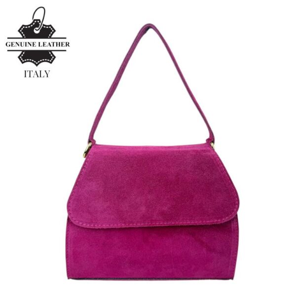 Bolso de Mano Compacto en Piel de Serraje Italiano con Solapa y Asa Corta para Mujer - Imagen 4