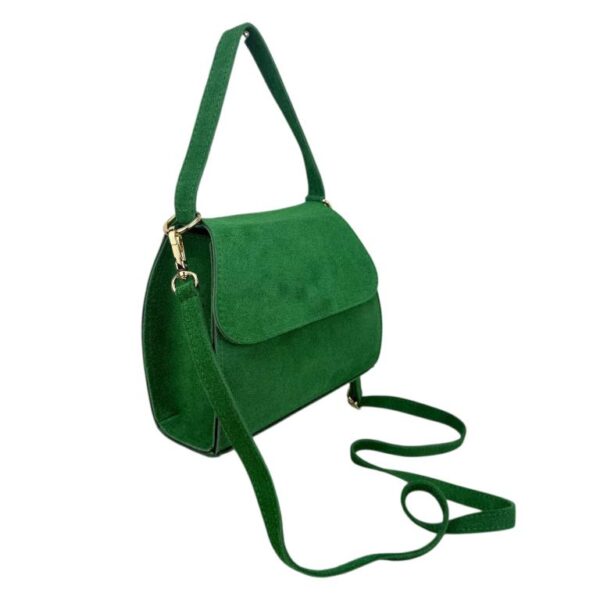Bolso de Mano Compacto en Piel de Serraje Italiano con Solapa y Asa Corta para Mujer - Imagen 11