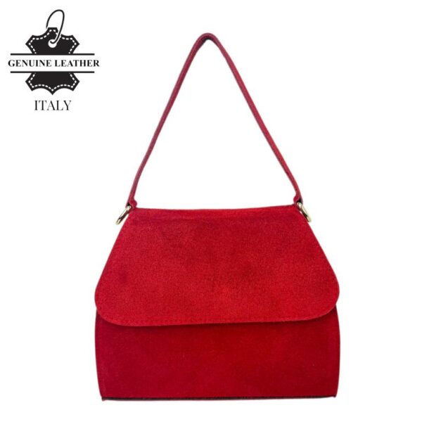 Bolso de Mano Compacto en Piel de Serraje Italiano con Solapa y Asa Corta para Mujer - Imagen 5