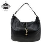 Bolso de Hombro Hobo en Piel Italiana con Mini Solapa de Enganche Frontal y Asa Corta - Imagen 6