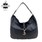 Bolso de Hombro Hobo en Piel Italiana con Mini Solapa de Enganche Frontal y Asa Corta - Imagen 5
