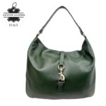 Bolso de Hombro Hobo en Piel Italiana con Mini Solapa de Enganche Frontal y Asa Corta - Imagen 3