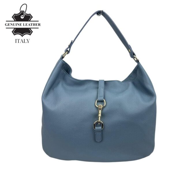 Bolso de Hombro Hobo en Piel Italiana con Mini Solapa de Enganche Frontal y Asa Corta - Imagen 11