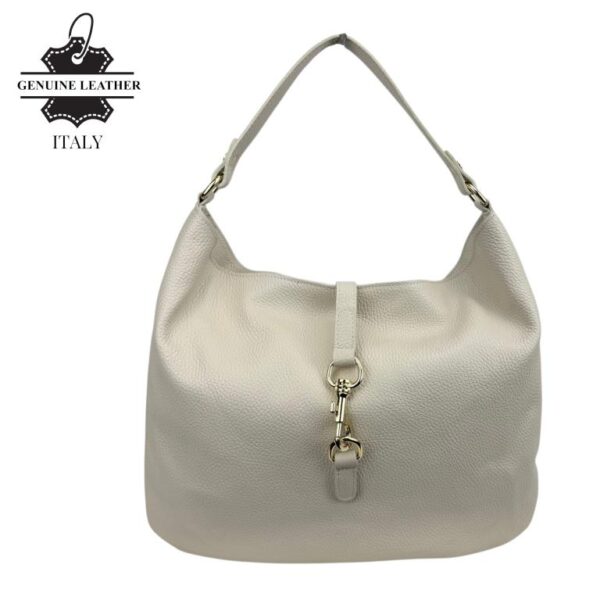 Bolso de Hombro Hobo en Piel Italiana con Mini Solapa de Enganche Frontal y Asa Corta - Imagen 10