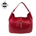 Bolso de Hombro Hobo en Piel Italiana con Mini Solapa de Enganche Frontal y Asa Corta - Imagen 8