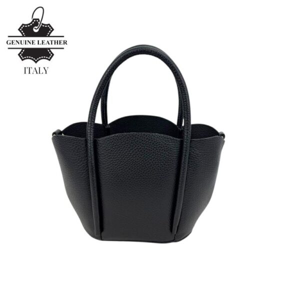 Bolso de Mano Compacto en Piel Italiana con Asa Larga de Cadena y Neceser Extra para Mujer - Imagen 7