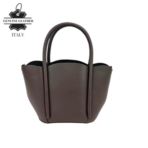 Bolso de Mano Compacto en Piel Italiana con Asa Larga de Cadena y Neceser Extra para Mujer - Imagen 10
