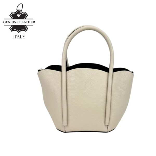 Bolso de Mano Compacto en Piel Italiana con Asa Larga de Cadena y Neceser Extra para Mujer - Imagen 11