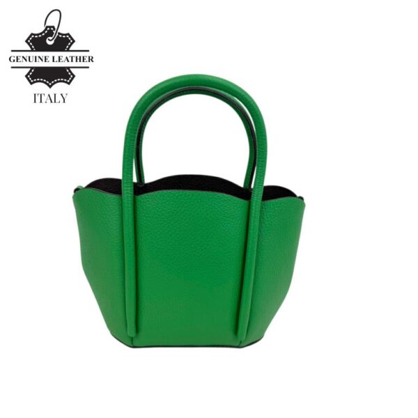 Bolso de Mano Compacto en Piel Italiana con Asa Larga de Cadena y Neceser Extra para Mujer - Imagen 4