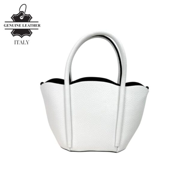 Bolso de Mano Compacto en Piel Italiana con Asa Larga de Cadena y Neceser Extra para Mujer - Imagen 5