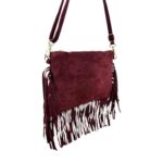 Bolso Bandolera en Piel de Serraje Italiano con Flecos Decorativos y Cremallera para Mujer - Imagen 11