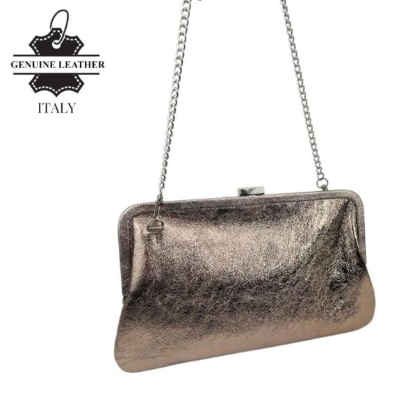 Bolso Clutch en Piel Italiana con Asa Larga de Cadena y Cierre Magnético para Mujer - Imagen 2