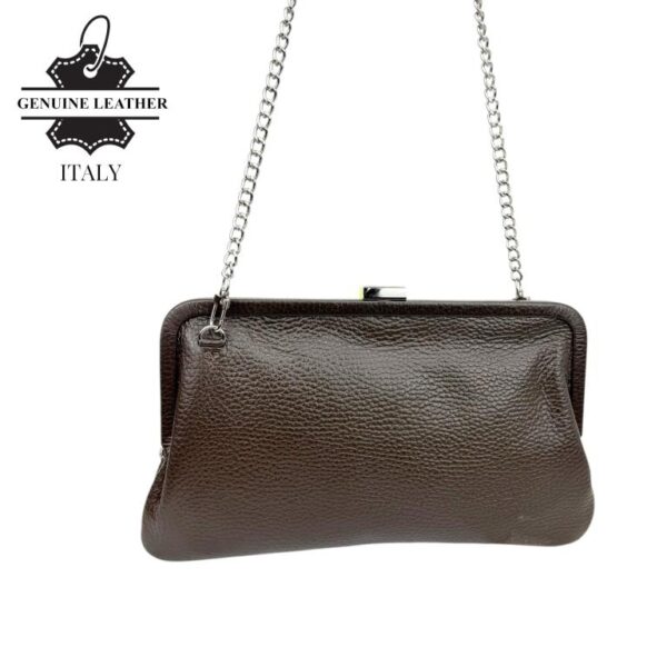 Bolso Clutch en Piel Italiana con Asa Larga de Cadena y Cierre Magnético para Mujer - Imagen 4