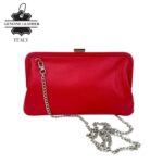 Bolso Clutch en Piel Italiana con Asa Larga de Cadena y Cierre Magnético para Mujer