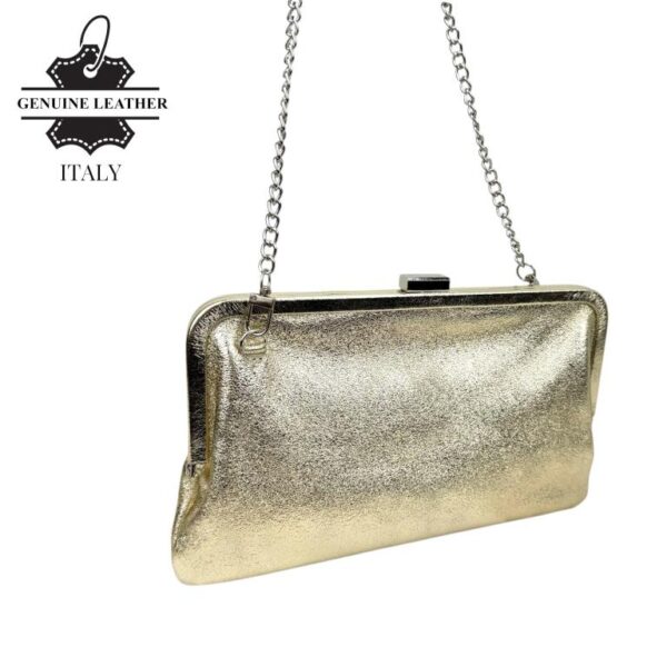 Bolso Clutch en Piel Italiana con Asa Larga de Cadena y Cierre Magnético para Mujer - Imagen 5