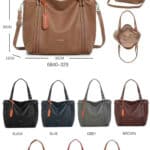 Amplio Bolso de Hombro Sintético Gino Valentini con Elemento Decorativo y Bolsillo Trasero Mujer