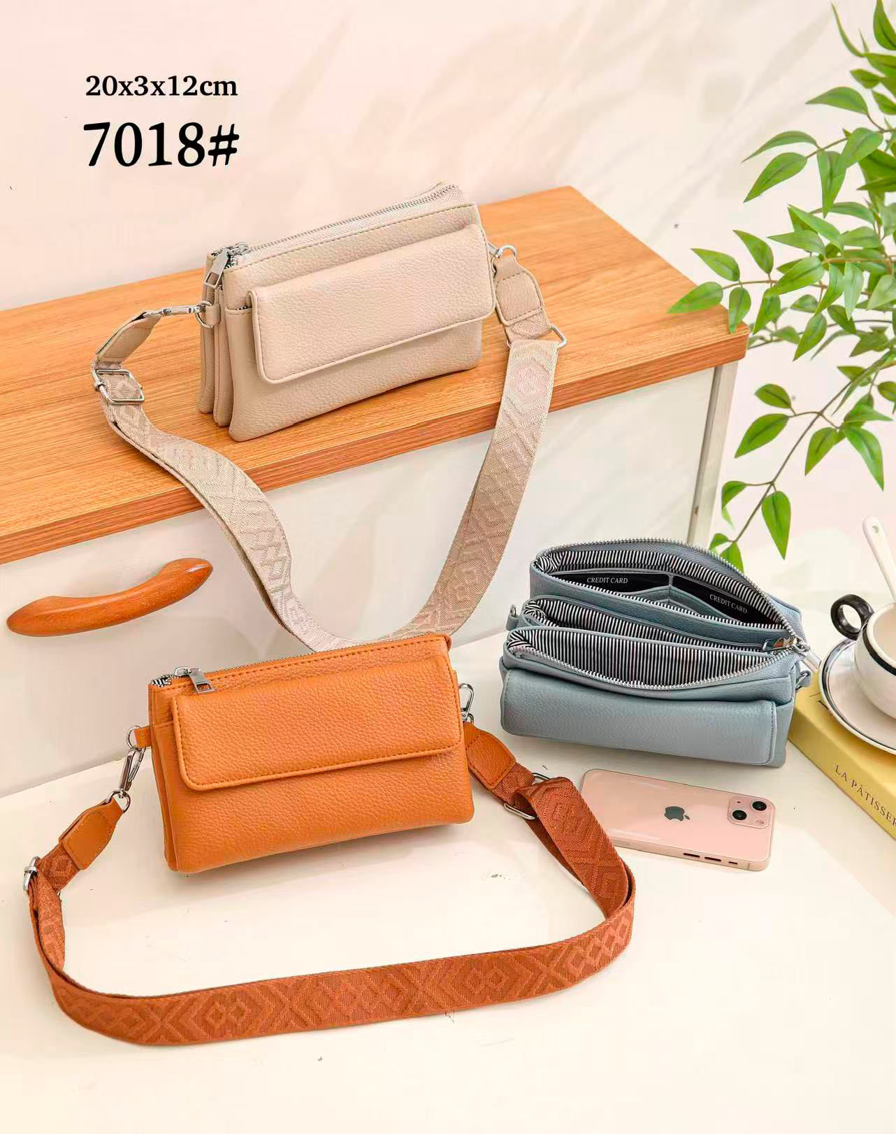 CG7018-Principal Bolsito Sintético de Mujer con Tira Bandolera, Multicompartimentos y Espacio para tarjetas - Imagen 1