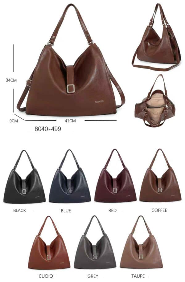 Bolso de Hombro Sintético tipo Hobo con Gran Capacidad, Mini Solapa y Bolsillo Trasero para Mujer - Imagen 2