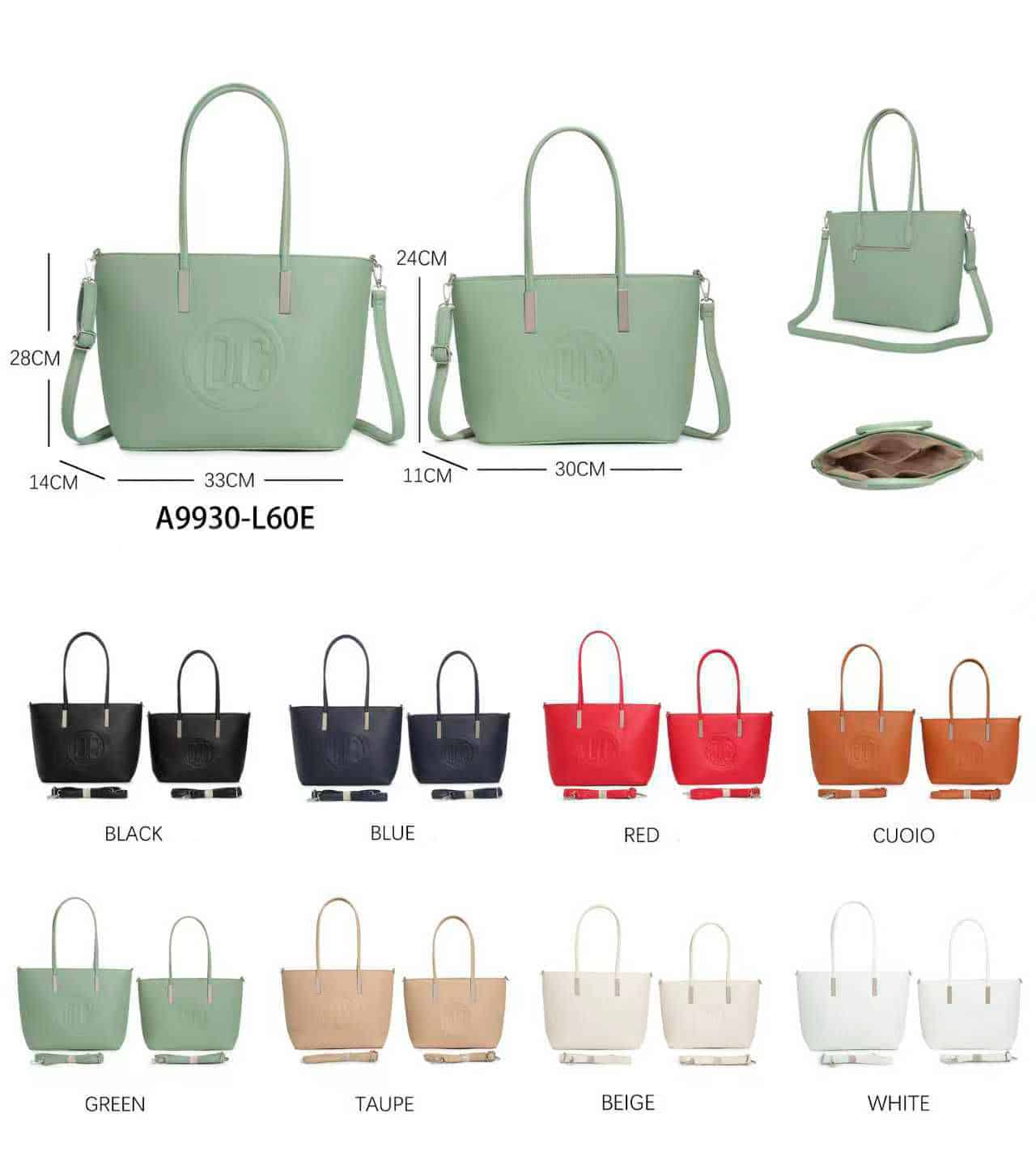 CGA9930-L60E-All Amplio Bolso de Hombro Sintético Tipo Shopper con Estampado D.C. + Bolso Extra para Mujer - Imagen 1